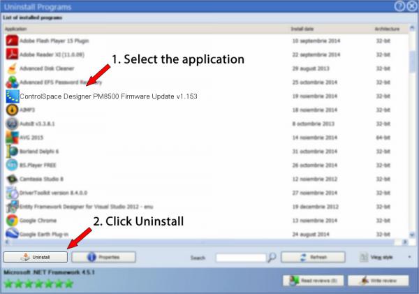 Uninstall ControlSpace Designer PM8500 Firmware Update v1.153