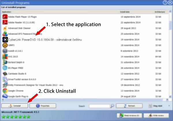 Uninstall CyberLink PowerDVD 15.0.1804.58 - odinstalovat češtinu