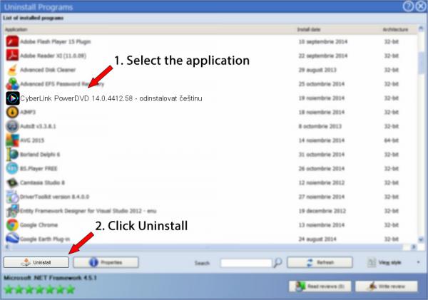 Uninstall CyberLink PowerDVD 14.0.4412.58 - odinstalovat češtinu