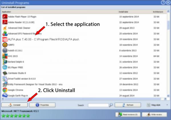 Uninstall ALFA plus 7.40.00 - C:\Program Files\KROS\ALFA plus\