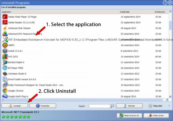 Uninstall IAR Embedded Workbench Kickstart for MSP430 5.50_2 (C:\Program Files (x86)\IAR Systems\Embedded Workbench 6.4 Kickstart_2)