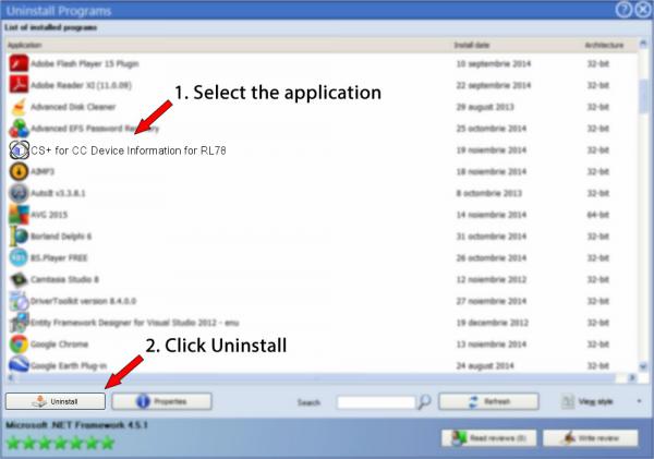 Uninstall CS+ for CC Device Information for RL78